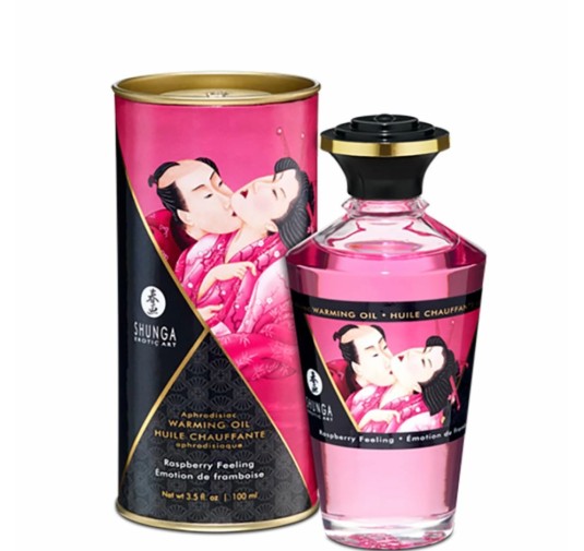 Rozgrzewający olejek do masażu - Shunga Aphrodisiac Warming Oil Raspberry Feeling 100 ml